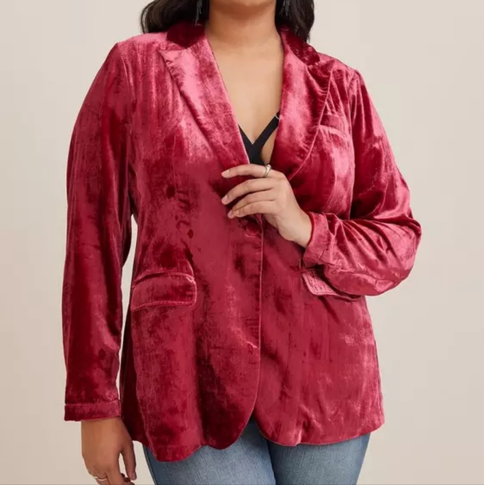 NWT Torrid Elegant Red Velvet Blazer